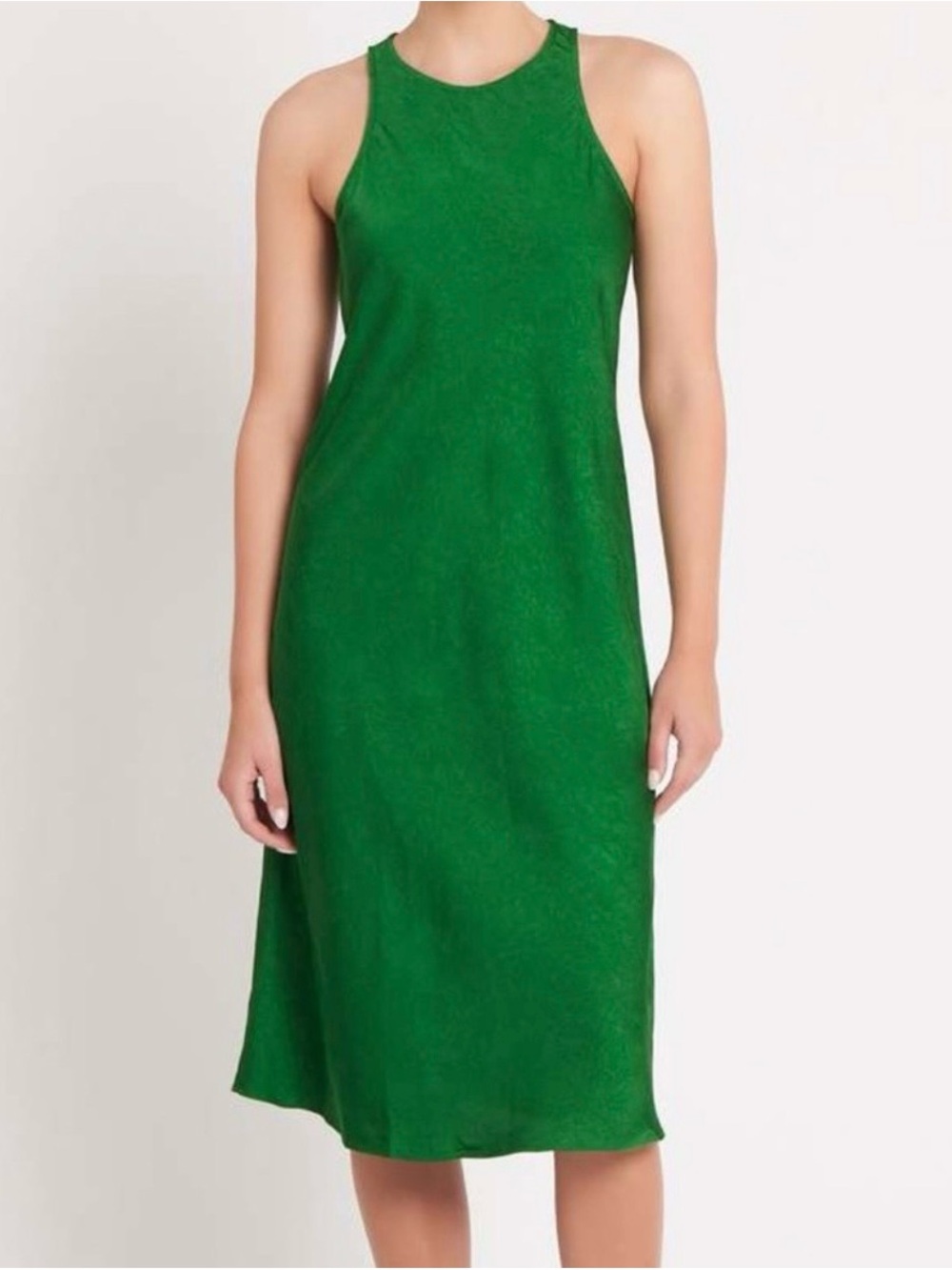 Sleek Emerald Sleeveless Midi Dress